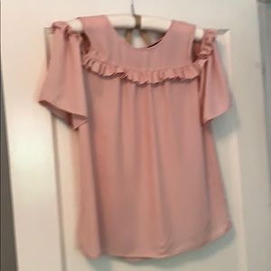 Rose colored cold shoulder blouse